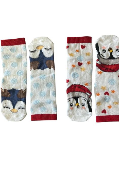 Sosete Craciun Copii 2/set , Imprimeu fulgi de zapada ,Engros